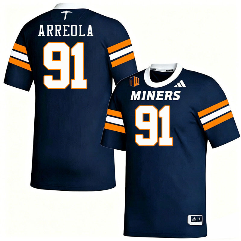 UTEP Miners #91 Carlos Arreola College Football Jerseys,Uniforms-Navy